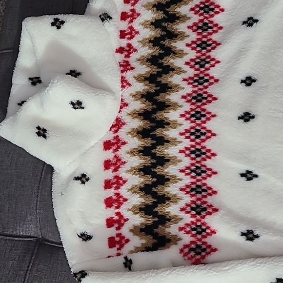 LOFT Fair Isle Mock Neck‎ Sherpa Top, Size Large - Picture 13 of 16
